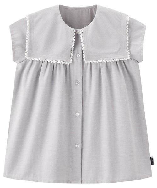 combimini（コンビミニ）の「半袖セーラー襟ブラウス（シャツ/ブラウス・キッズ・グレー・110/120/130/140）」の2枚目の写真