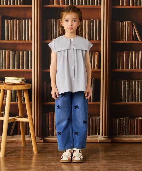 combimini（コンビミニ）の「半袖セーラー襟ブラウス（シャツ/ブラウス・キッズ・グレー・110/120/130/140）」の3枚目の写真