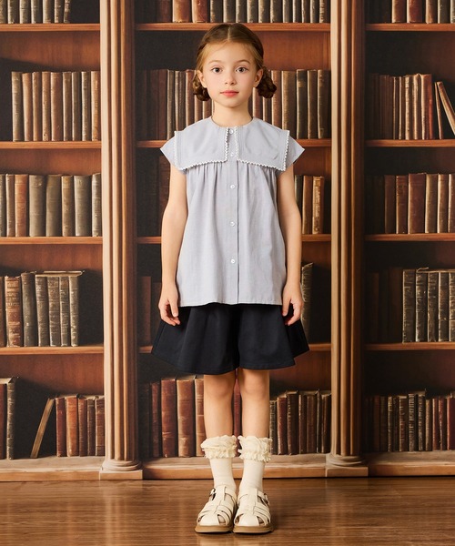 combimini（コンビミニ）の「半袖セーラー襟ブラウス（シャツ/ブラウス・キッズ・グレー・110/120/130/140）」の7枚目の写真