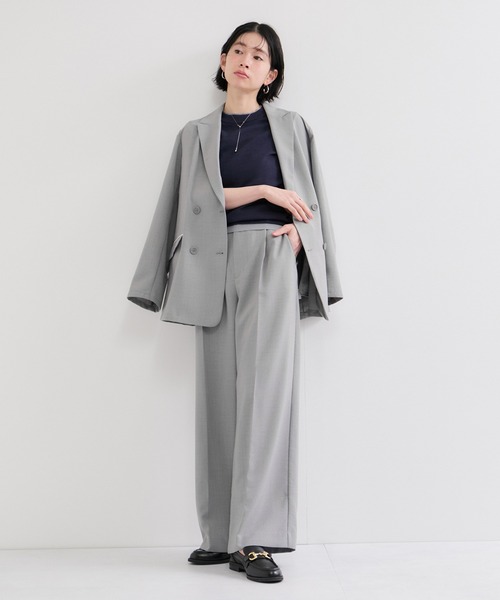 le cercle ADAM ET ROPE'（ルセルクルアダムエロペ）の「リネンライクストレートパンツ/S.Mサイズ展開/セットアップ対応（スラックス・レディース・グレー/チャコールグレー・M/S）」の5枚目の写真