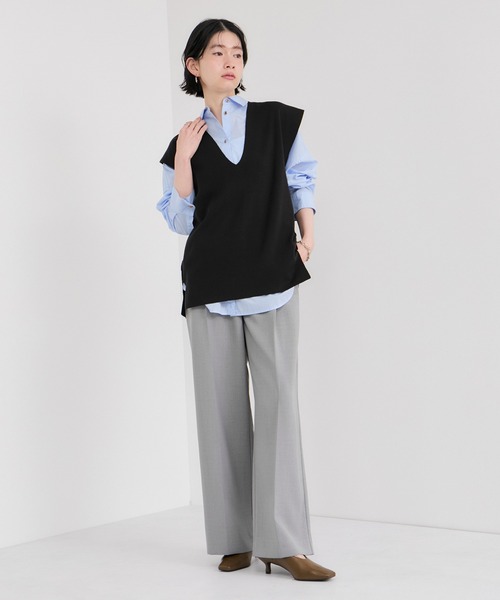 le cercle ADAM ET ROPE'（ルセルクルアダムエロペ）の「リネンライクストレートパンツ/S.Mサイズ展開/セットアップ対応（スラックス・レディース・グレー/チャコールグレー・M/S）」の6枚目の写真