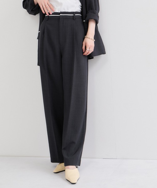 le cercle ADAM ET ROPE'（ルセルクルアダムエロペ）の「リネンライクストレートパンツ/S.Mサイズ展開/セットアップ対応（スラックス・レディース・グレー/チャコールグレー・M/S）」の8枚目の写真