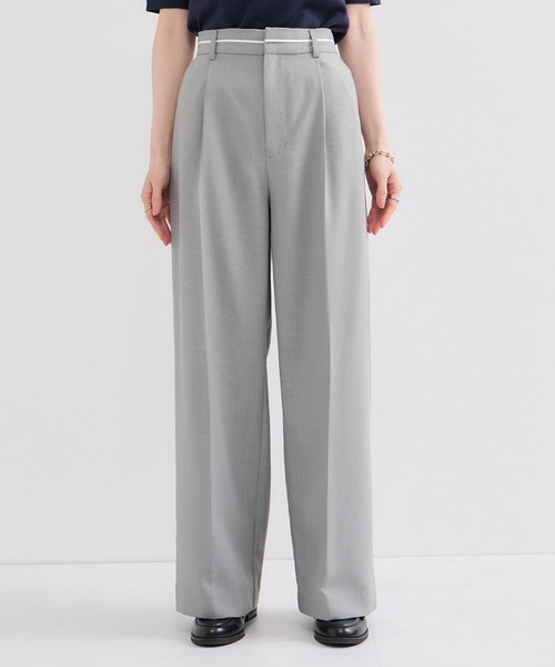 le cercle ADAM ET ROPE'（ルセルクルアダムエロペ）の「リネンライクストレートパンツ/S.Mサイズ展開/セットアップ対応（スラックス・レディース・グレー/チャコールグレー・M/S）」の9枚目の写真