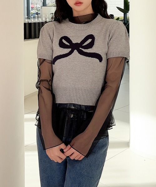 Jasmine Grandiflorum（ジャスミングランディフローラム）の「【Jasmine】シアーフリルトップス (SS)（Tシャツ/カットソー・レディース・ブラック/ホワイト・FREE）」の13枚目の写真