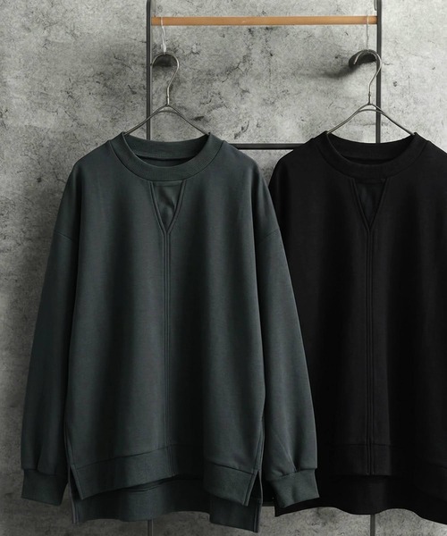 antiqua(アンティカ)の「キーネック風 プルオーバー(スウェット・レディース・ダークグレー/ブラック・ONESIZE)」の13枚目の写真