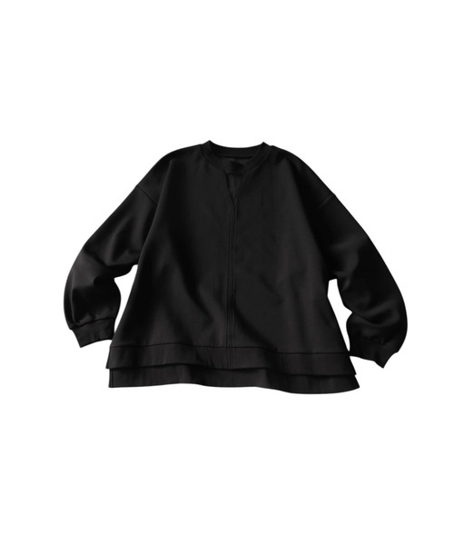 antiqua(アンティカ)の「キーネック風 プルオーバー(スウェット・レディース・ダークグレー/ブラック・ONESIZE)」の14枚目の写真