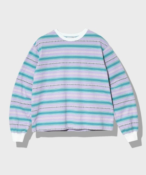 Universal Style Wear（ユニバーサルスタイルウェア）の「Universal Style Wear/ユニバーサルスタイルウェア　Ethnic border Tee（Tシャツ/カットソー・メンズ・グレー/パープル・LARGE/X-LARGE/MEDIUM）」の2枚目の写真