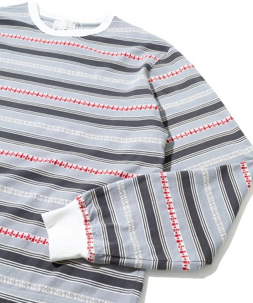 Universal Style Wear（ユニバーサルスタイルウェア）の「Universal Style Wear/ユニバーサルスタイルウェア　Ethnic border Tee（Tシャツ/カットソー・メンズ・グレー/パープル・LARGE/X-LARGE/MEDIUM）」の5枚目の写真