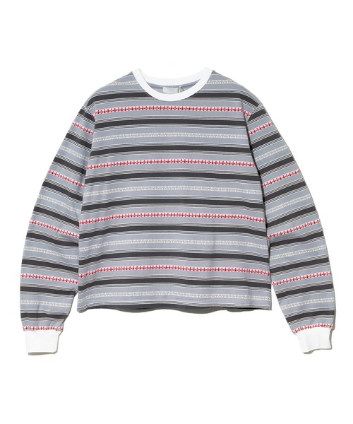 Universal Style Wear（ユニバーサルスタイルウェア）の「Universal Style Wear/ユニバーサルスタイルウェア　Ethnic border Tee（Tシャツ/カットソー・メンズ・グレー/パープル・LARGE/X-LARGE/MEDIUM）」の8枚目の写真
