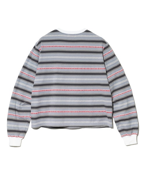 Universal Style Wear（ユニバーサルスタイルウェア）の「Universal Style Wear/ユニバーサルスタイルウェア　Ethnic border Tee（Tシャツ/カットソー・メンズ・グレー/パープル・LARGE/X-LARGE/MEDIUM）」の9枚目の写真
