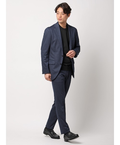 SUIT SQUARE(スーツスクエア)の「SMACTIVE テーパードパンツ ウォッシャブル ストレッチ TRジャージー 無地(スラックス・メンズ・ネイビー・4L/3L/LL/L/M/S/SS)」の2枚目の写真