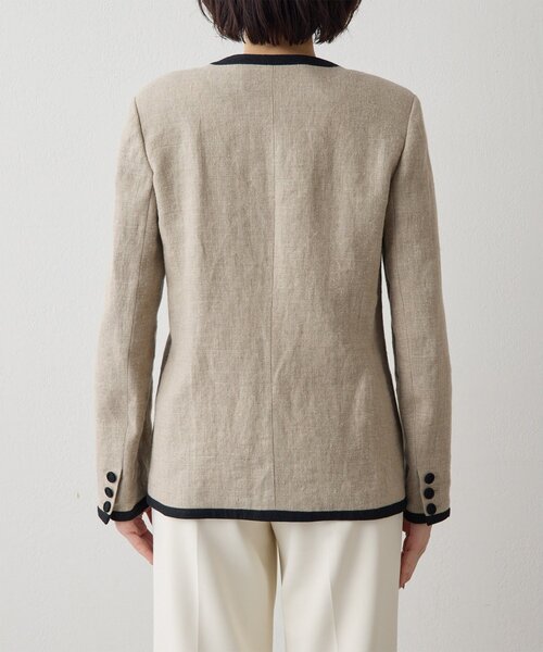 Whim Gazette（ウィムガゼット）の「リネンパイピングジャケット（ノーカラージャケット・レディース・ベージュ・FREE）」の14枚目の写真