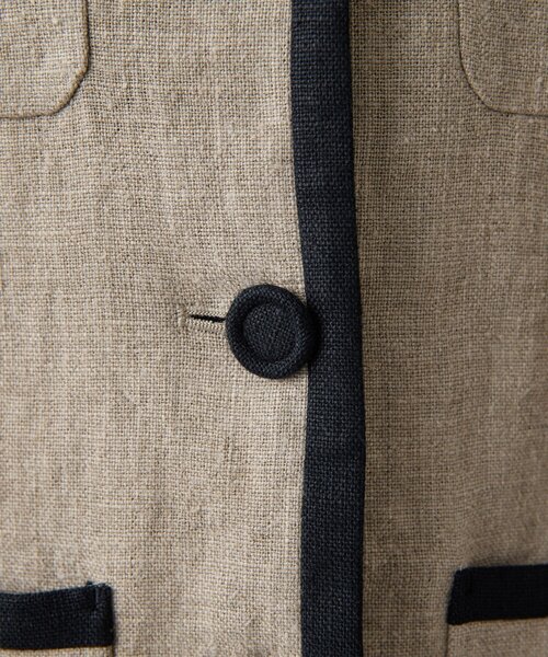 Whim Gazette（ウィムガゼット）の「リネンパイピングジャケット（ノーカラージャケット・レディース・ベージュ・FREE）」の18枚目の写真