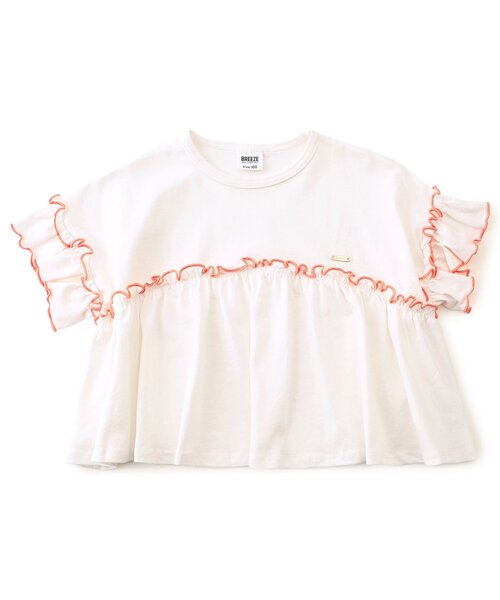 BREEZE(ブリーズ)の「【リンク】カラバリフリルTシャツ(Tシャツ/カットソー・キッズ・チャコール/レッド/ピンク/オフホワイト/グリーン・80/90/100/120/130/110/140)」の2枚目の写真