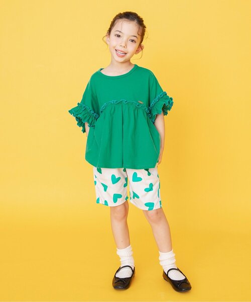 BREEZE(ブリーズ)の「【リンク】カラバリフリルTシャツ(Tシャツ/カットソー・キッズ・チャコール/レッド/ピンク/オフホワイト/グリーン・80/90/100/120/130/110/140)」の8枚目の写真