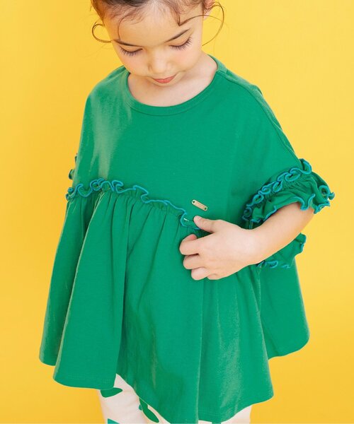 BREEZE(ブリーズ)の「【リンク】カラバリフリルTシャツ(Tシャツ/カットソー・キッズ・チャコール/レッド/ピンク/オフホワイト/グリーン・80/90/100/120/130/110/140)」の10枚目の写真