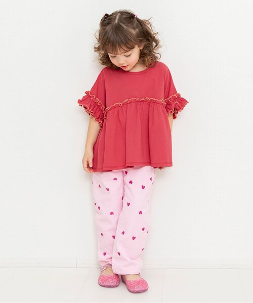 BREEZE(ブリーズ)の「【リンク】カラバリフリルTシャツ(Tシャツ/カットソー・キッズ・チャコール/レッド/ピンク/オフホワイト/グリーン・80/90/100/120/130/110/140)」の12枚目の写真