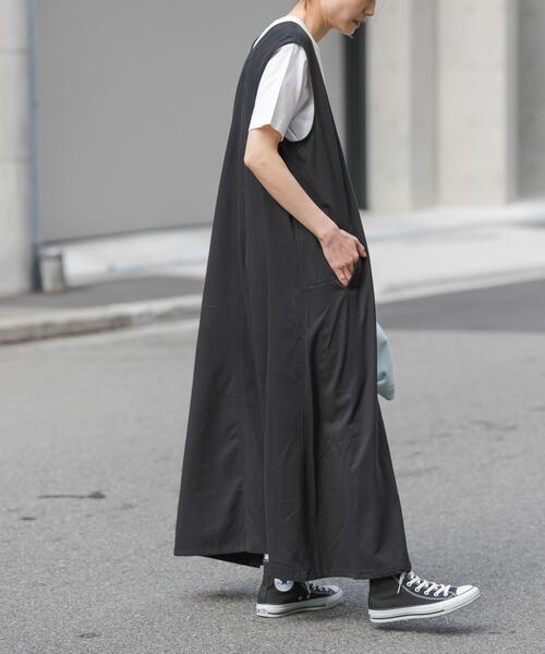 FORK&SPOON（フォークアンドスプーン）の「FORK&SPOON　フロントタックフレアワンピース（ワンピース・レディース・ベージュ/グリーン系その他/ブラック・2/1）」の4枚目の写真