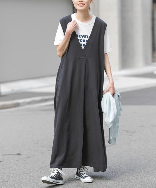 FORK&SPOON（フォークアンドスプーン）の「FORK&SPOON　フロントタックフレアワンピース（ワンピース・レディース・ベージュ/グリーン系その他/ブラック・2/1）」の6枚目の写真