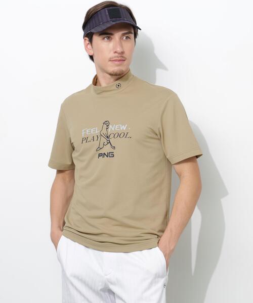 PING(ピン)の「【PING APPAREL】Mr.PINGプリント半袖ハイネックシャツ(Tシャツ/カットソー・メンズ・ホワイト/ベージュ/ネイビー/レッド・LL1/L/LL/M/S)」の2枚目の写真