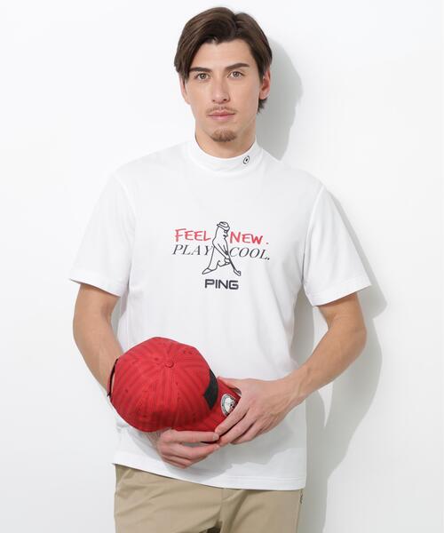 PING(ピン)の「【PING APPAREL】Mr.PINGプリント半袖ハイネックシャツ(Tシャツ/カットソー・メンズ・ホワイト/ベージュ/ネイビー/レッド・LL1/L/LL/M/S)」の1枚目の写真