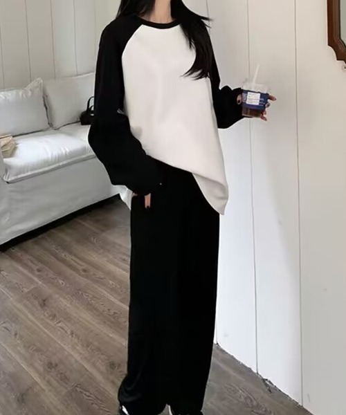 SallyLunn(サリーラン)の「配色ラグランスウェット(スウェット・レディース・グレー/ホワイト・LARGE/MEDIUM)」の6枚目の写真