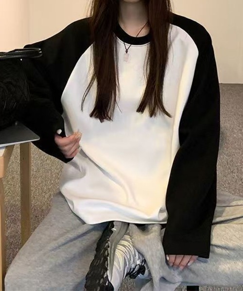 SallyLunn(サリーラン)の「配色ラグランスウェット(スウェット・レディース・グレー/ホワイト・LARGE/MEDIUM)」の8枚目の写真