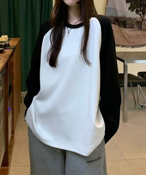 SallyLunn(サリーラン)の「配色ラグランスウェット(スウェット・レディース・グレー/ホワイト・LARGE/MEDIUM)」の9枚目の写真