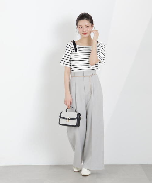 PROPORTION BODY DRESSING（プロポーションボディドレッシング）の「チェーン付きワイドパンツ / 1216130300（その他パンツ・レディース・ベージュ/ダークグレー/グレー・MEDIUM/P/S/SMALL）」の2枚目の写真