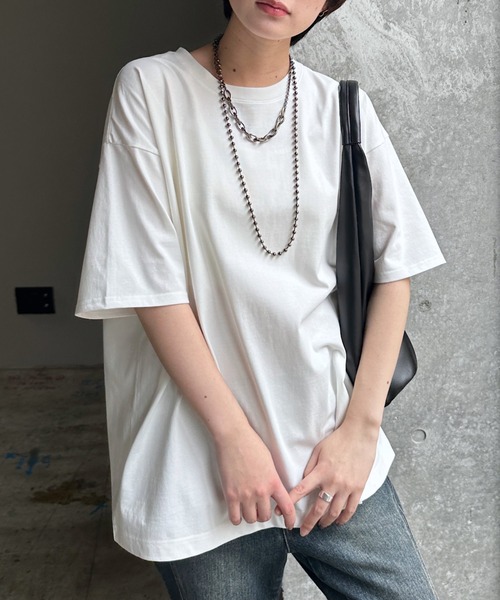 PAGEBOY（ページボーイ）の「ジミレスルーズT【WEB限定】（Tシャツ/カットソー・レディース・チャコールグレー/ブラック/オフホワイト/ピンク/ターコイズブルー/グレイッシュベージュ・FREE）」の18枚目の写真