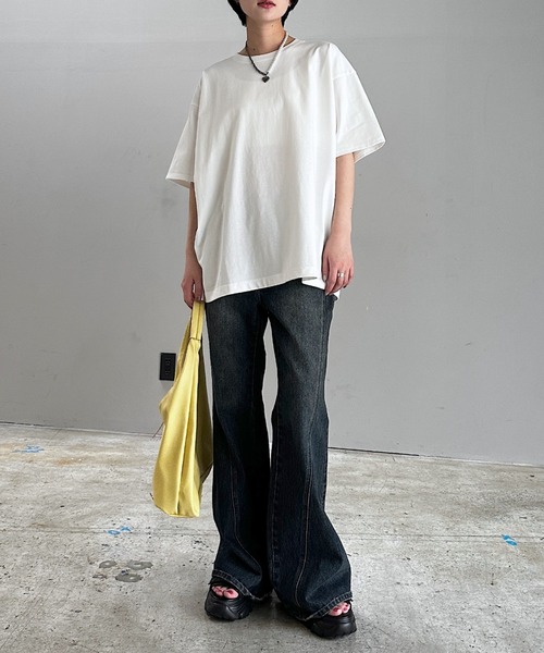 PAGEBOY（ページボーイ）の「ジミレスルーズT【WEB限定】（Tシャツ/カットソー・レディース・チャコールグレー/ブラック/オフホワイト/ピンク/ターコイズブルー/グレイッシュベージュ・FREE）」の7枚目の写真