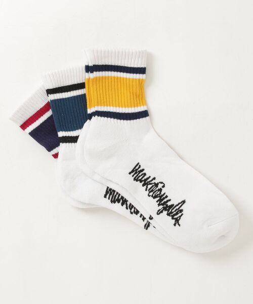 Mark Gonzales（マーク・ゴンザレス）の「"02"≪Mark Gonzales≫3足セット ライン ロークルーソックス（ソックス/靴下・メンズ・ホワイト系1/ブラック系2/ブラック系1/ホワイト系2・25cm～27cm）」の8枚目の写真