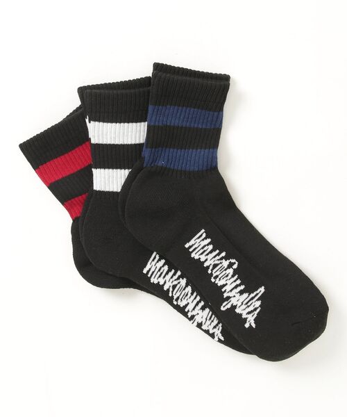 Mark Gonzales（マーク・ゴンザレス）の「"02"≪Mark Gonzales≫3足セット ライン ロークルーソックス（ソックス/靴下・メンズ・ホワイト系1/ブラック系2/ブラック系1/ホワイト系2・25cm～27cm）」の6枚目の写真