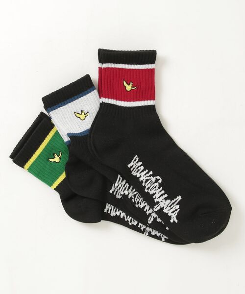 Mark Gonzales（マーク・ゴンザレス）の「"02"≪Mark Gonzales≫3足セット ライン ロークルーソックス（ソックス/靴下・メンズ・ホワイト系1/ブラック系2/ブラック系1/ホワイト系2・25cm～27cm）」の5枚目の写真