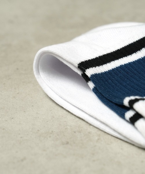 Mark Gonzales（マーク・ゴンザレス）の「"02"≪Mark Gonzales≫3足セット ライン ロークルーソックス（ソックス/靴下・メンズ・ホワイト系1/ブラック系2/ブラック系1/ホワイト系2・25cm～27cm）」の9枚目の写真