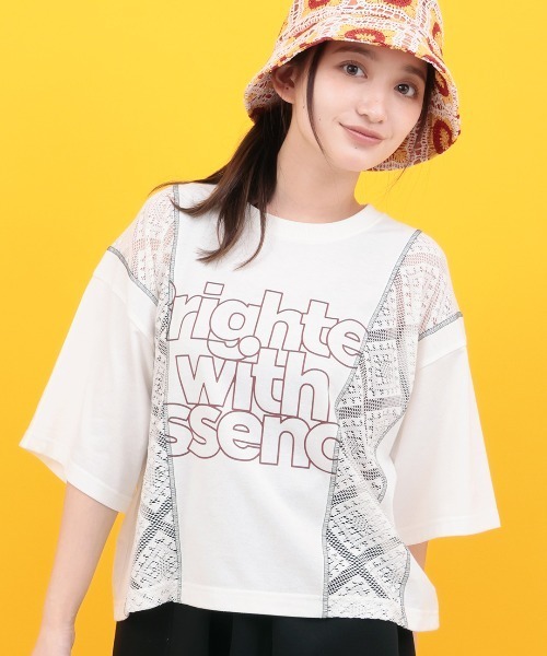 チチカカ(チチカカ)の「Orale! レースコンビプリントTシャツ(Tシャツ/カットソー・レディース・ブラック/ホワイト・FREE)」の1枚目の写真