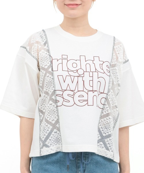 チチカカ(チチカカ)の「Orale! レースコンビプリントTシャツ(Tシャツ/カットソー・レディース・ブラック/ホワイト・FREE)」の9枚目の写真