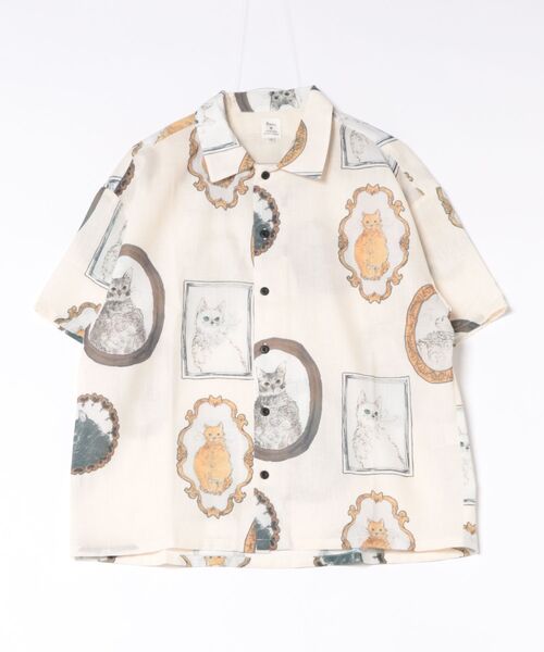 JUGLANS(ユグランス)の「【Revo.】ヴィンテージキャットプリント SS シャツ(シャツ/ブラウス・メンズ・サックスブルー/ナチュラル/ブラック・M/L)」の3枚目の写真