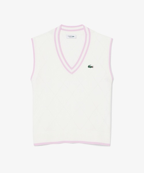 LACOSTE(ラコステ)の「ダイヤモチーフニットベスト(ベスト・レディース・ホワイト・38/36/34)」の3枚目の写真