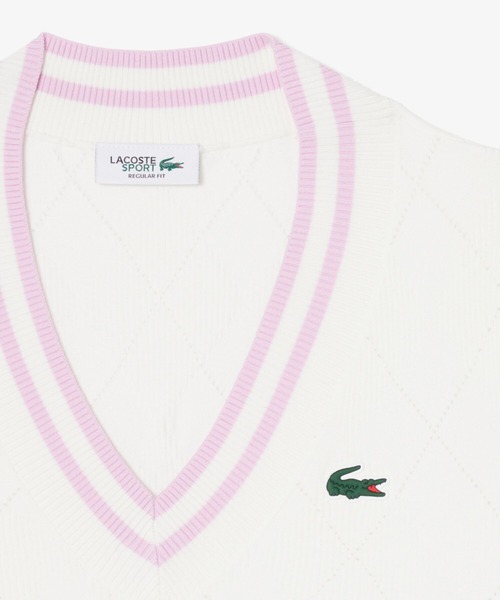 LACOSTE(ラコステ)の「ダイヤモチーフニットベスト(ベスト・レディース・ホワイト・38/36/34)」の4枚目の写真