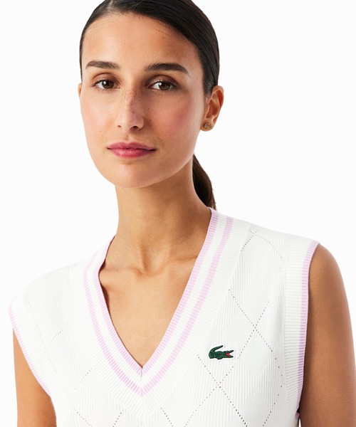 LACOSTE(ラコステ)の「ダイヤモチーフニットベスト(ベスト・レディース・ホワイト・38/36/34)」の6枚目の写真