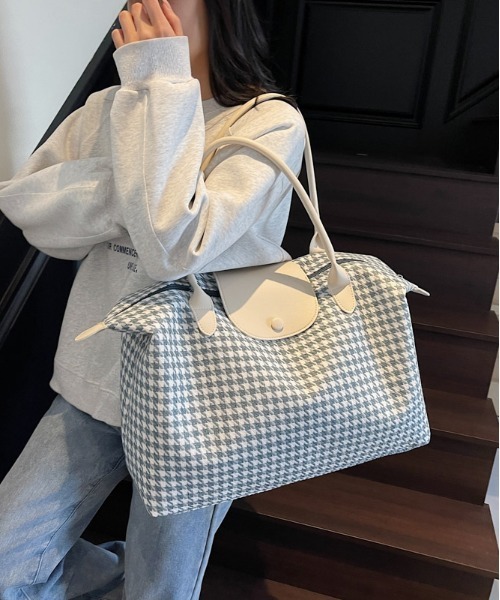 FREE STYLISTS（フリー スタイリスト）の「【トラベル・大容量・Y2K】千鳥柄 ボストンバッグ 旅行バッグ 2WAY トートバッグ A4収納 撥水（ショルダーバッグ・レディース・ハウンドトゥース/ブラック/ブルー・FREE）」の19枚目の写真