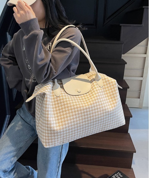 FREE STYLISTS（フリー スタイリスト）の「【トラベル・大容量・Y2K】千鳥柄 ボストンバッグ 旅行バッグ 2WAY トートバッグ A4収納 撥水（ショルダーバッグ・レディース・ハウンドトゥース/ブラック/ブルー・FREE）」の22枚目の写真
