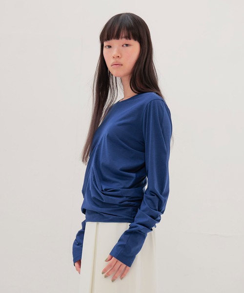 DRESSLAVE(ドレスレイブ)の「drape sleeve pullover(ドレープスリーブプルオーバー)(Tシャツ/カットソー・レディース・ホワイト/ブルー・38)」の3枚目の写真