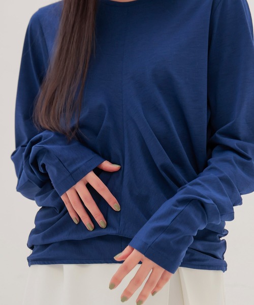 DRESSLAVE(ドレスレイブ)の「drape sleeve pullover(ドレープスリーブプルオーバー)(Tシャツ/カットソー・レディース・ホワイト/ブルー・38)」の7枚目の写真