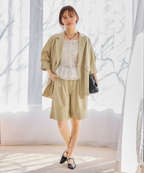 mysty woman(ミスティウーマン)の「タックハーフパンツ 666536(その他パンツ・レディース・ダークオレンジ/ブラック/ベージュ・SMALL/MEDIUM)」の4枚目の写真