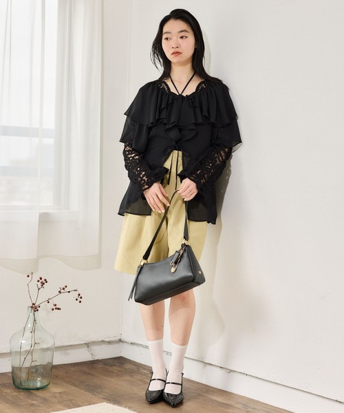 mysty woman(ミスティウーマン)の「タックハーフパンツ 666536(その他パンツ・レディース・ダークオレンジ/ブラック/ベージュ・SMALL/MEDIUM)」の5枚目の写真