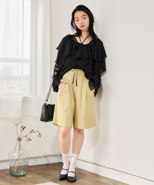 mysty woman(ミスティウーマン)の「タックハーフパンツ 666536(その他パンツ・レディース・ダークオレンジ/ブラック/ベージュ・SMALL/MEDIUM)」の8枚目の写真