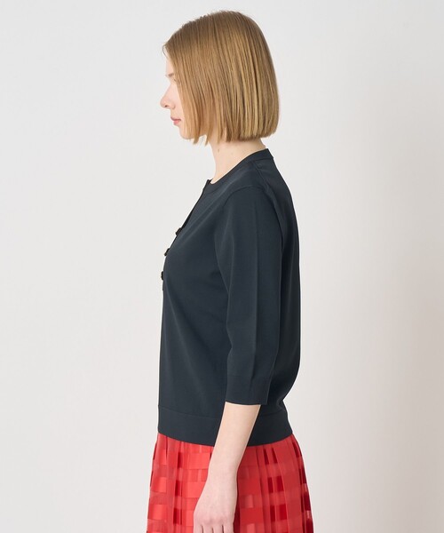 ANAYI(アナイ)の「レーヨンポリエステルストレッチキーネックプルオーバー(ニット/セーター・レディース・コーラル/ネイビー/ブルー/ホワイト・38)」の6枚目の写真