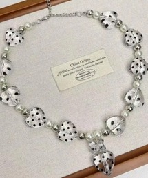 Sibra（シブラ）の「ドット柄ハートモチーフ×パールビーズネックレス（ネックレス）」